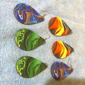 Colorful Abstract Teardrop Earrings Set